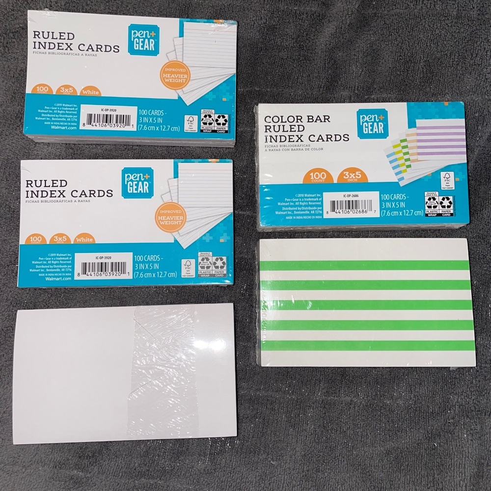 Pen gear index cards 5 packs 100ct